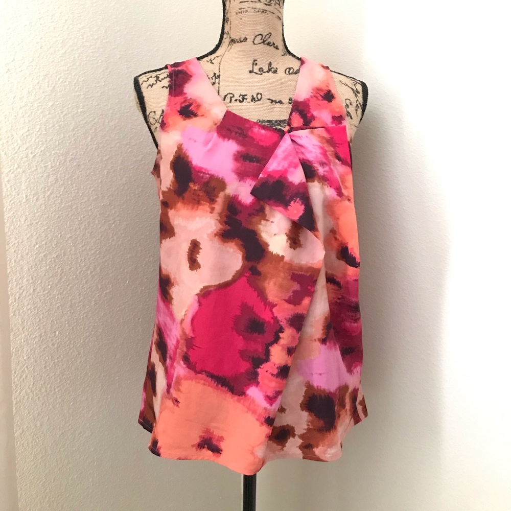 Ann Taylor LOFT Floral Ruffle Sleeveless Blouse 🌺